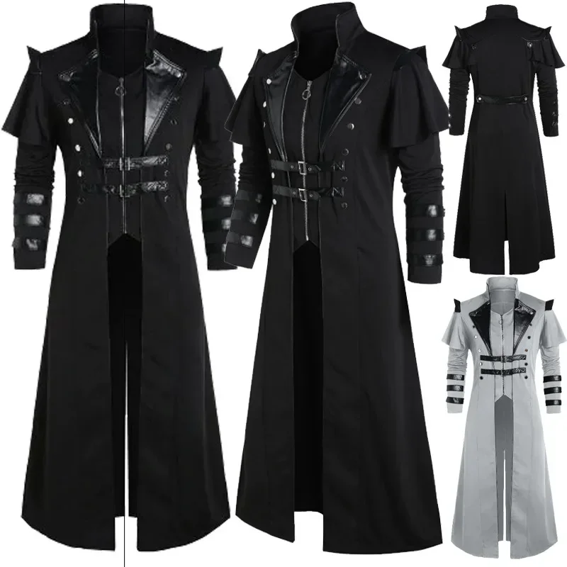 Leather Work Jacket - Kostum Pria Vintage Halloween Abad Pertengahan