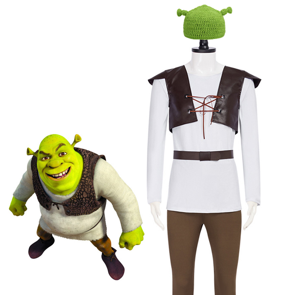 Leather Work Vest - Kostum Cosplay Shrek Topi Hijau Celana