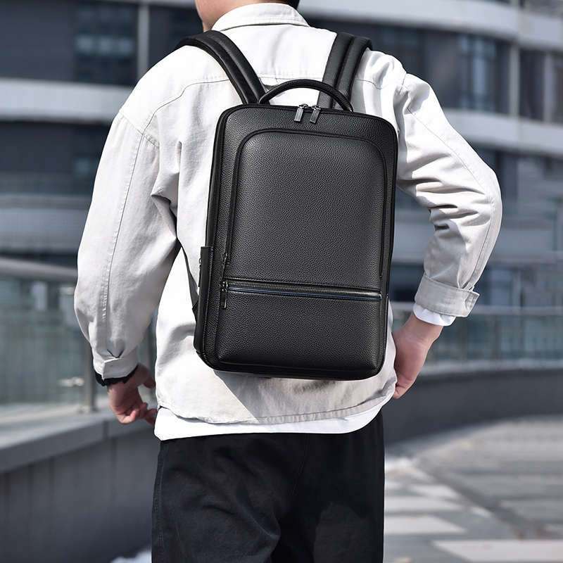 Leather Work Laptop Bag - Tas punggung pria kulit PU, ransel