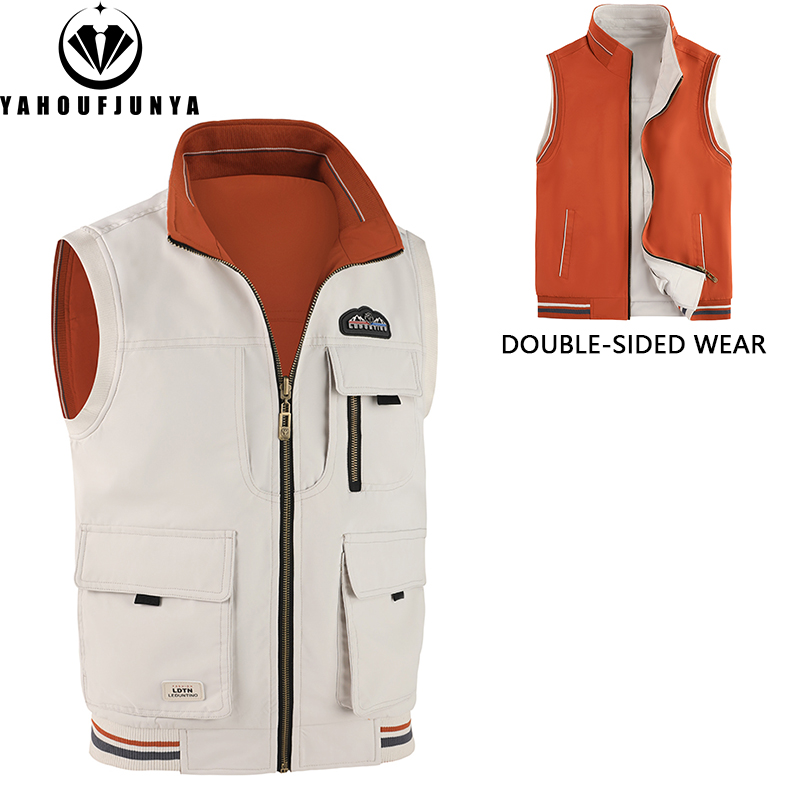 Leather Work Vest - Rompi Pria Tipis untuk Musim Semi/Panas
