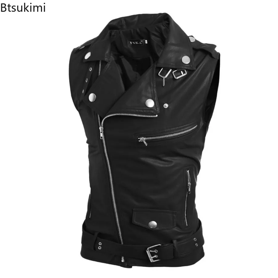 Leather Work Vest - Rompi Kulit PU Kasual Pria 2026,