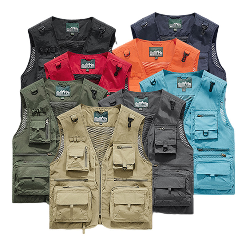Leather Work Vest For Men - Rompi Kerja Multi-saku Pakaian Kerja Musim