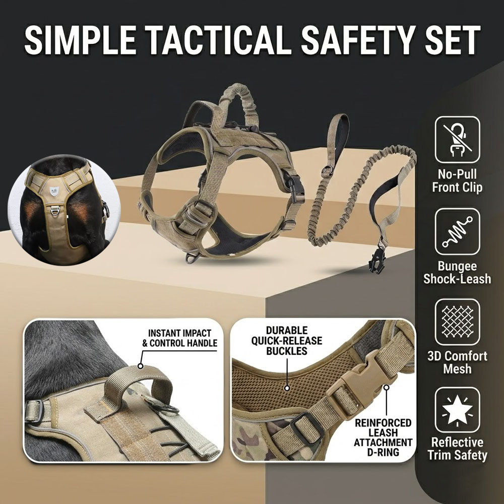 Leather Work Vest For Men - Harness Anjing Taktis Tanpa Tarikan, Dapat
