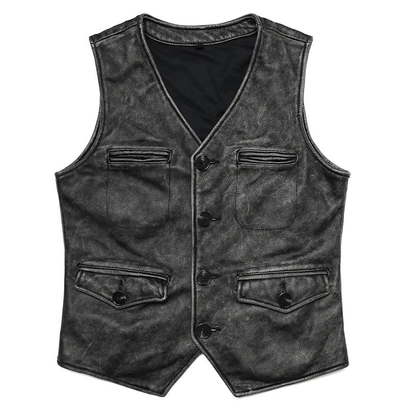 Gery jaket rompi tanpa lengan  - Leather Work Vest For Men ulasan dan harga