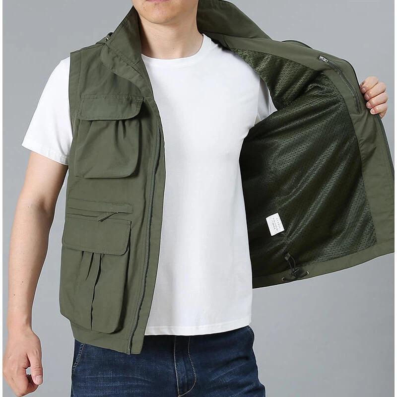 Rompi Kasual Pria Multi Saku P - Leather Work Vest ulasan dan harga