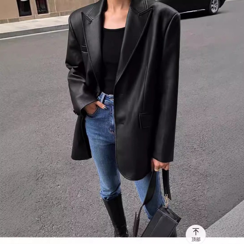 Jaket Blazer Bisnis Kulit PU M - Leather Work Jacket ulasan dan harga