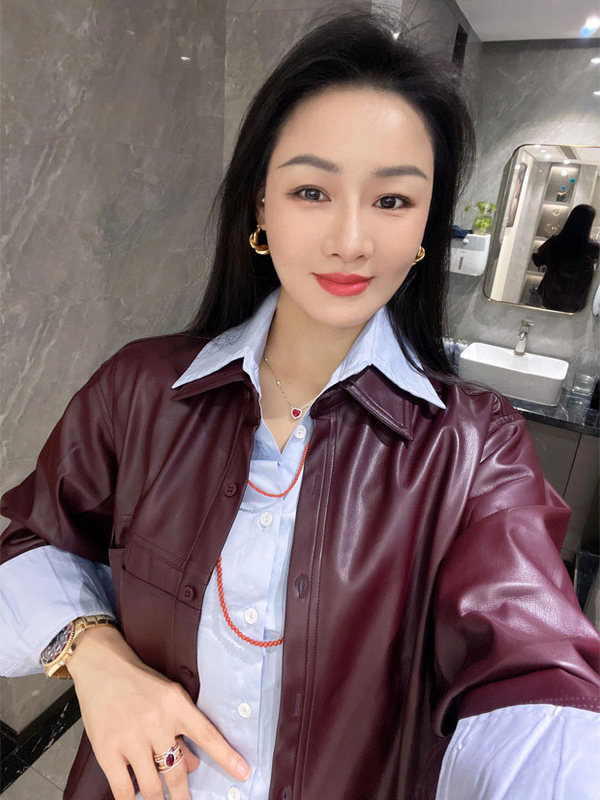 Jaket Kulit PU Warna Ungu Angg - Leather Work Jacket ulasan dan harga