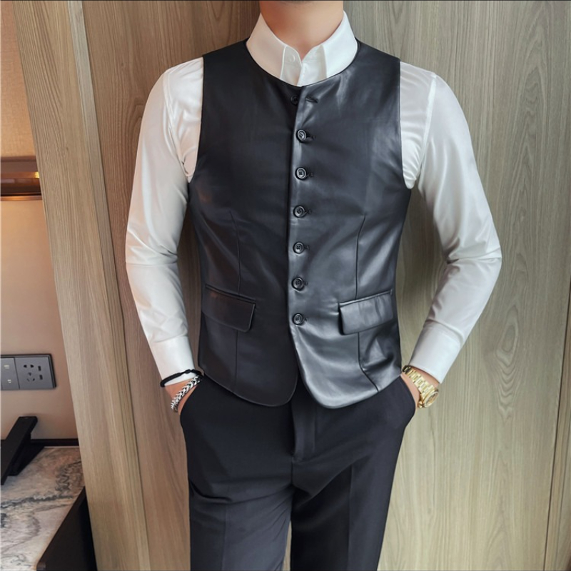 Rompi Kulit Kasual Pria Musim  - Leather Work Vest For Men ulasan dan harga