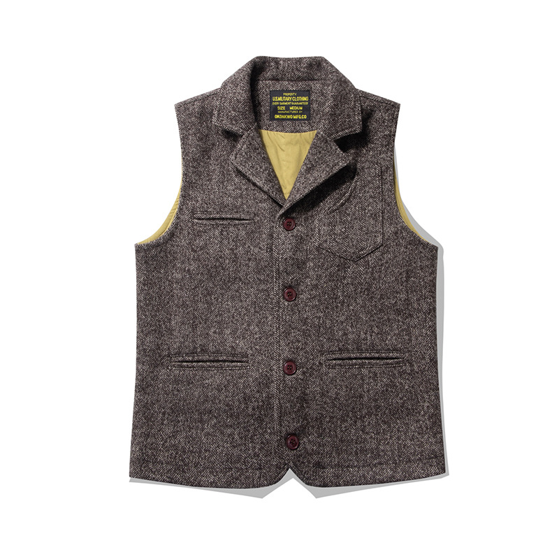 Rompi Wol Tweed Retro Inggris  - Leather Work Vest ulasan dan harga