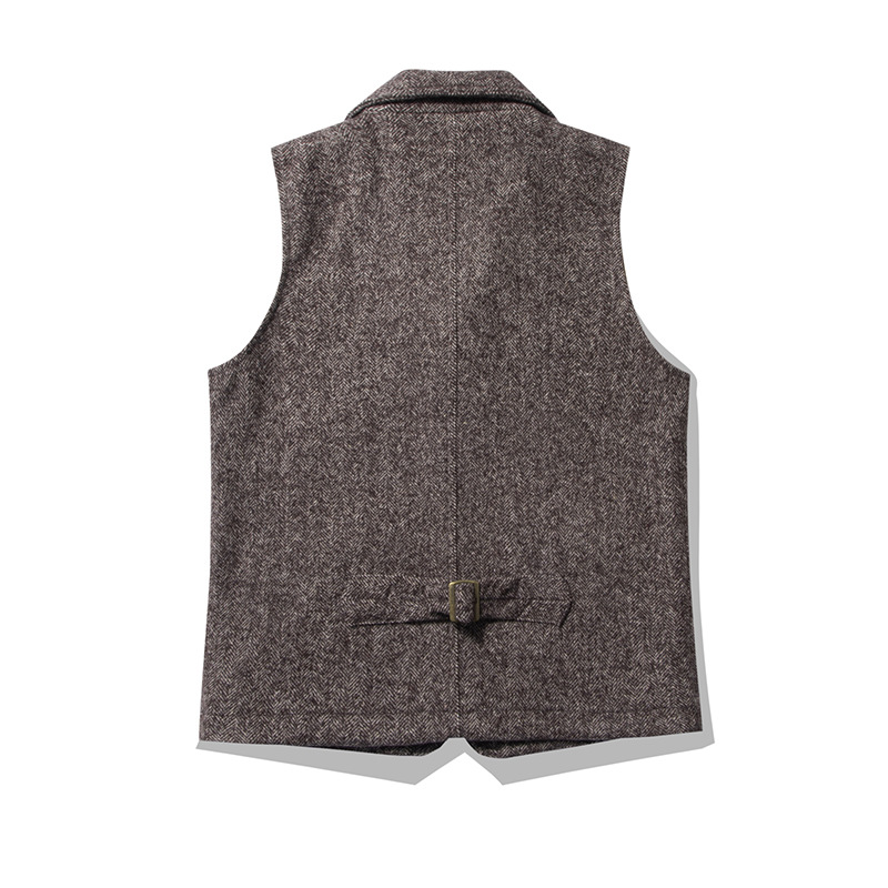 Rompi Wol Tweed Retro Inggris  - Leather Work Vest ulasan dan harga