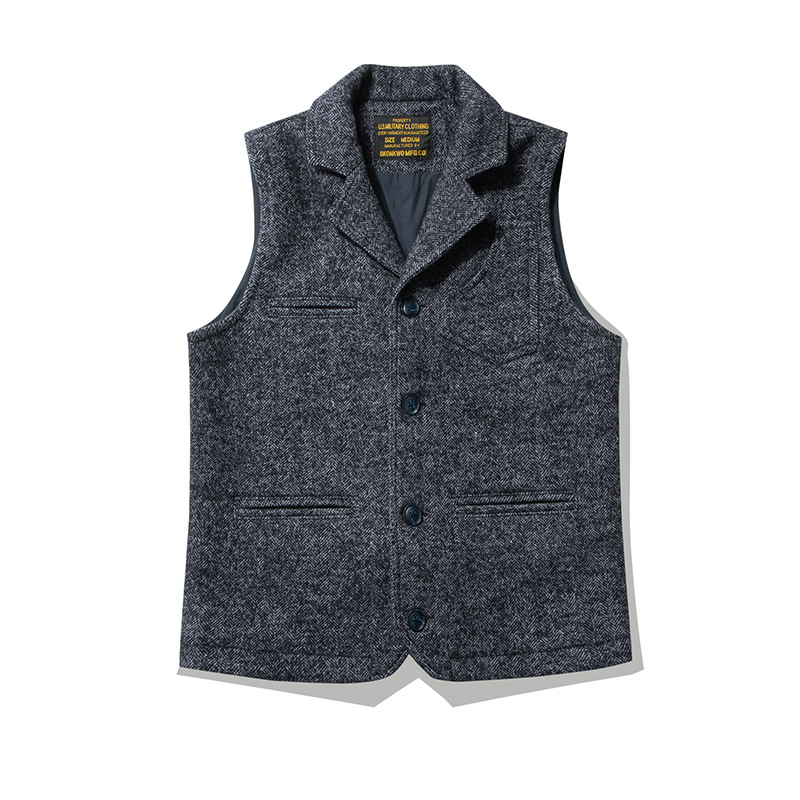 Rompi Wol Tweed Retro Inggris  - Leather Work Vest ulasan dan harga