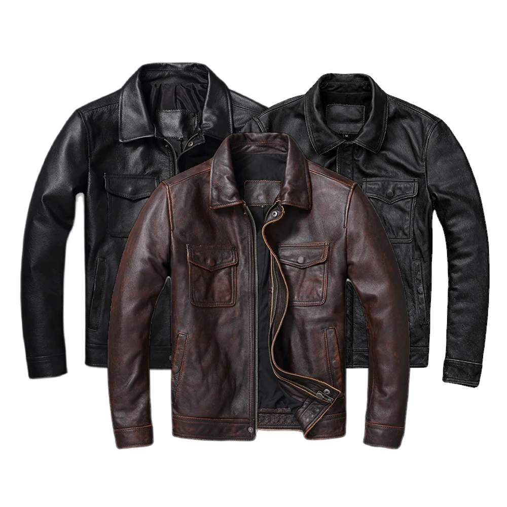 Jaket kulit asli merah coklat  - Leather Work Jacket ulasan dan harga