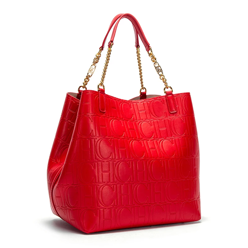 CHCH tas Tote wanita timbul ba - Leatherwork Letters ulasan dan harga