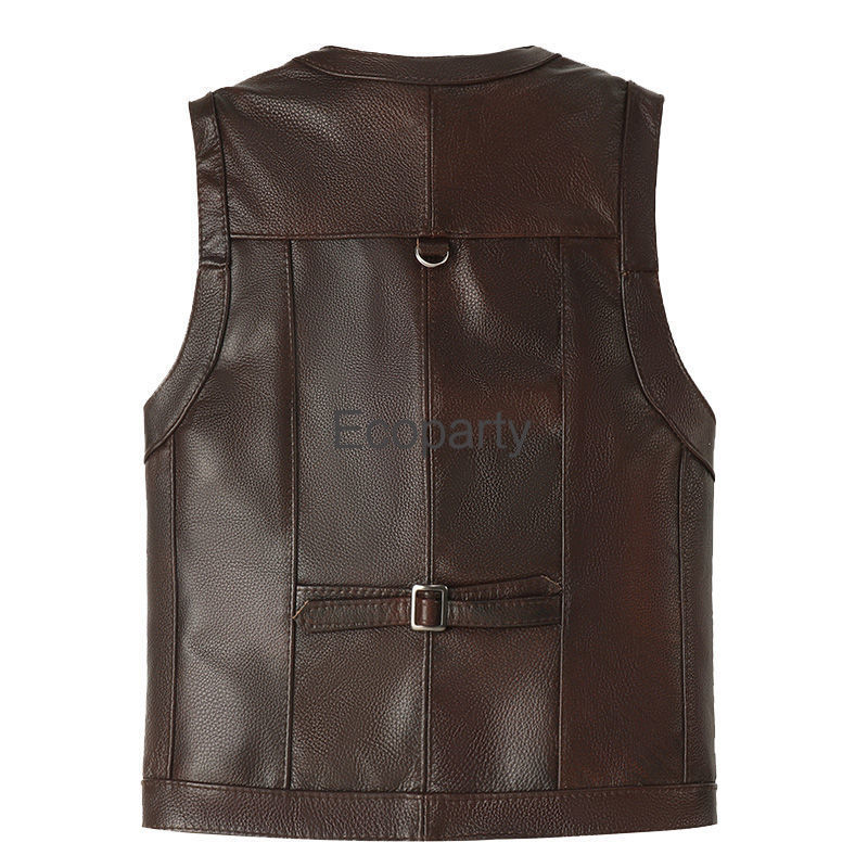Rompi kulit tanpa lengan pria, - Leather Work Vest ulasan dan harga